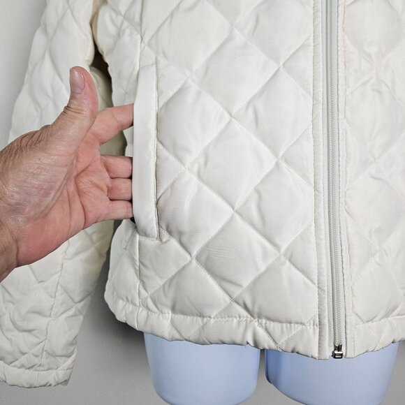 Kenneth Cole Womens Off White Med Quilted Jacket High Collar & Front Pockets - Picture 6 of 10